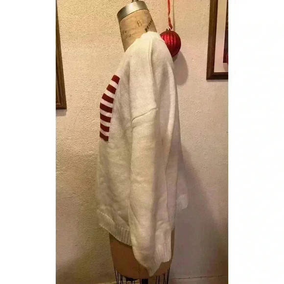 Women's American Flag Loose Long Sleeve Knit Pullover Sweater Top Size XXL - Picture 5 of 10